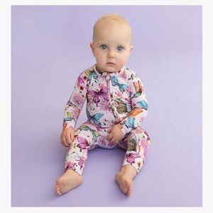 Posh Peanut Footless Baby Girl Pajamas Butterfly Watercolor